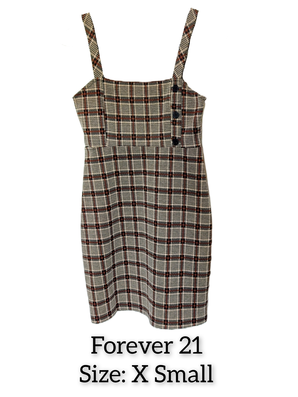 Forever 21 Brown Plaid Square-Neck Dress